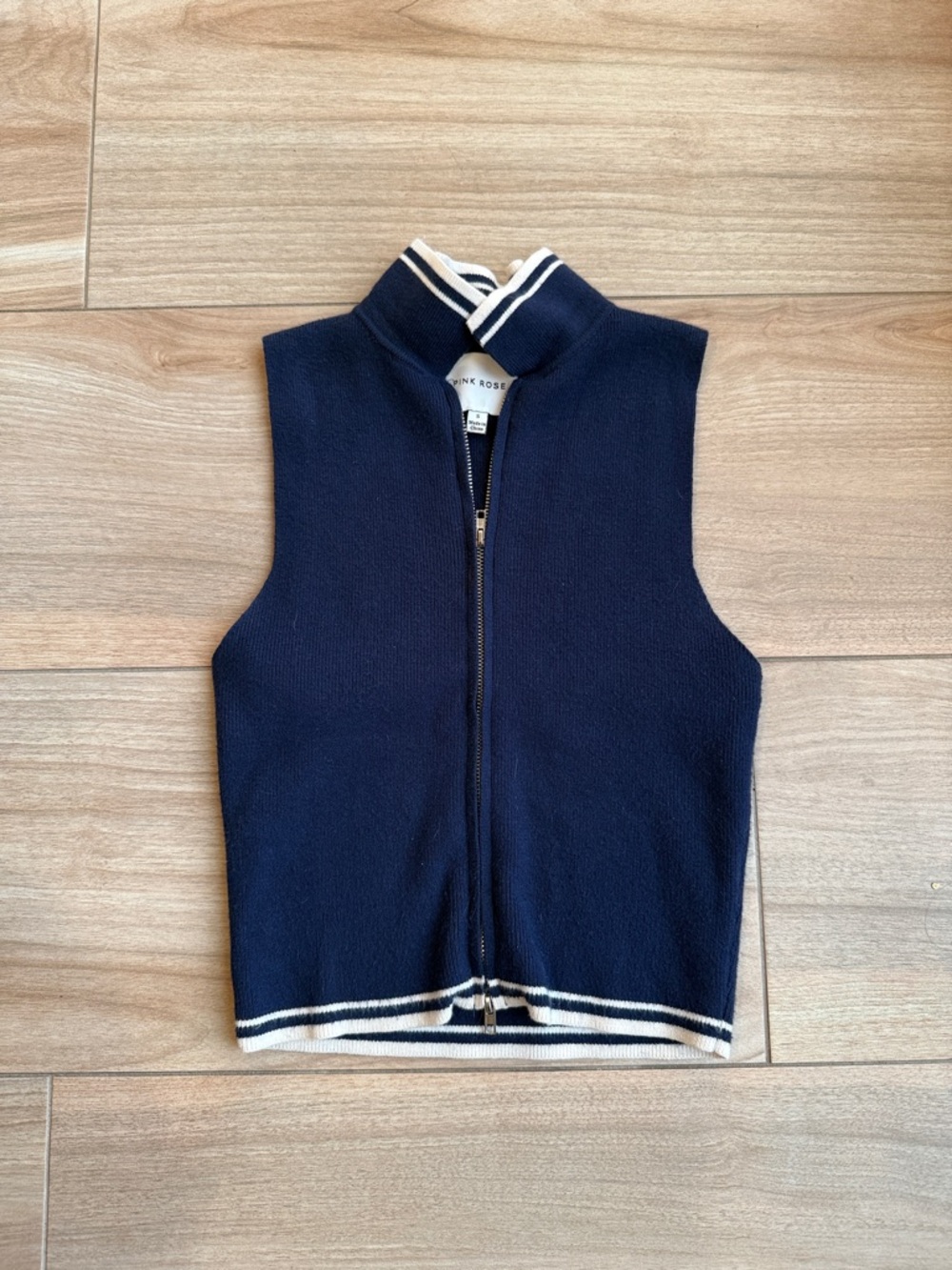 Pink Rose Zip-Up Sweater Vest SIZE SMALL